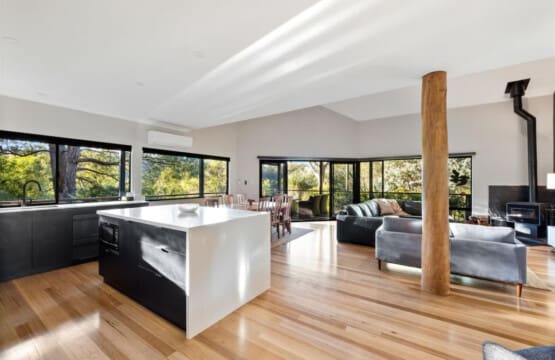 Kitchen, dining and living room