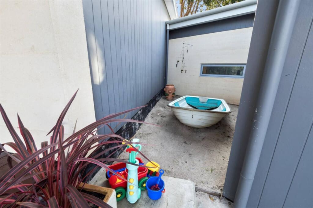 Sand pit and wooden toys for kids