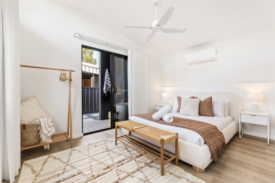 Main Queen bedroom leading to Outdoor Bath