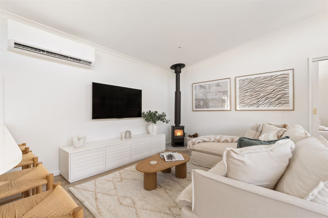 Living Room with Wood Burning Fire