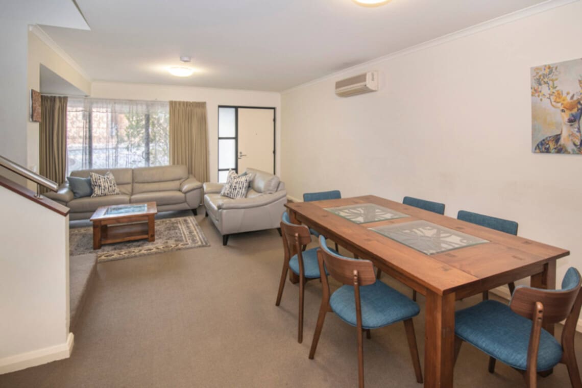 Dining table, Living room and Air-conditioning