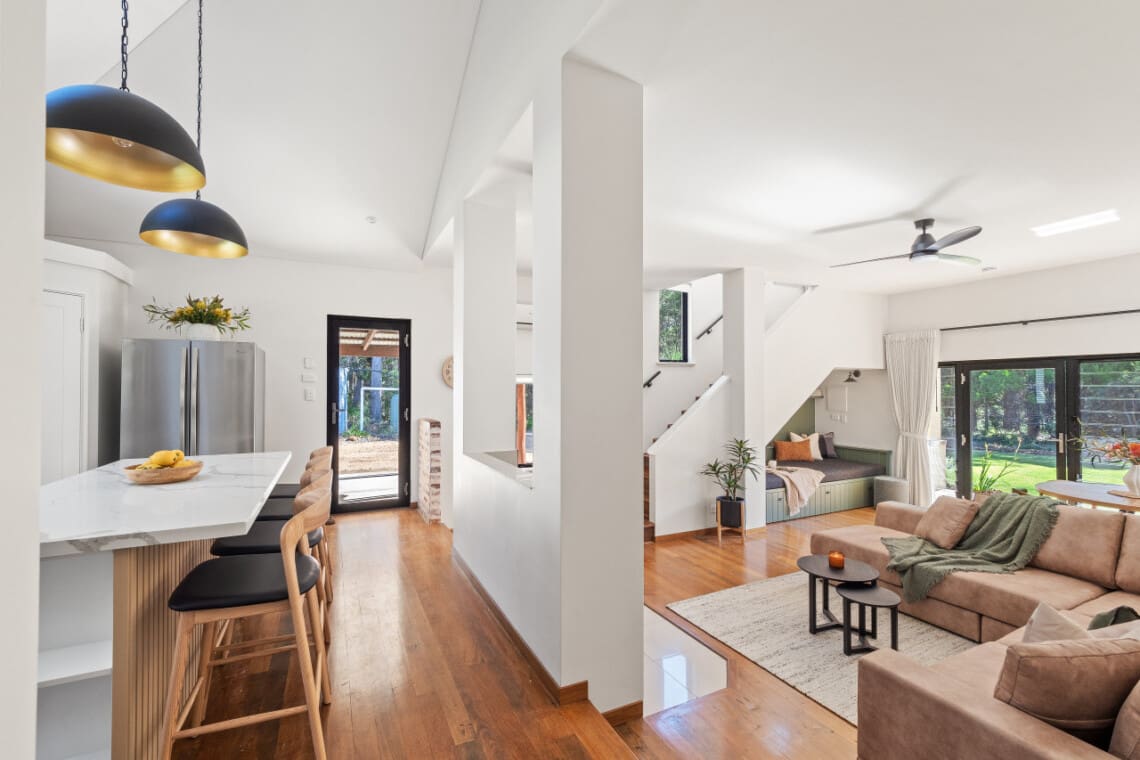 Kitchen, Living room & Stairs