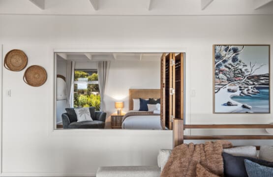 Bedroom 1 – 1 King Bed – Upstairs, with ceiling fan, ensuite bathroom, and walk-in wardrobe