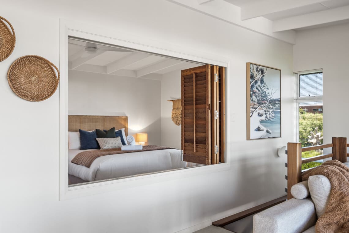 Bedroom 1 – 1 King Bed – Upstairs, with ceiling fan, ensuite bathroom, and walk-in wardrobe